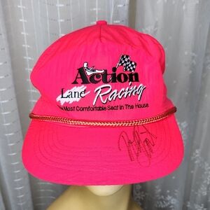 Vintage 80's/90's Signed Action Lane Racing Snap Back Rope Hat Racing Cap